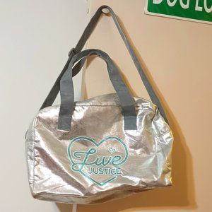 NWOT ~ Live Justice Limited Edition Sparkling Silver "Go Everywhere" Duffel Bag